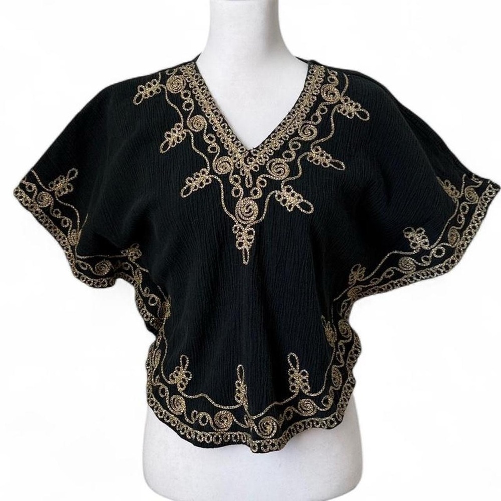 SOLD Vintage 70s Grecian Embroidered Cape Poncho Top - Picture 4 of 6